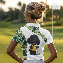 Load image into Gallery viewer, Funny Green Tropical Pattern Womens Golf Polo Shirts Custom White Golf Ball, Poodle Dog Lover Gift NHN0067