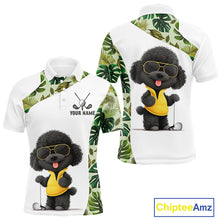 Load image into Gallery viewer, Funny Mens Golf Polo Shirt Green Tropical Pattern Custom Golf Clubs Shirts, Poodle Dog Lover Gift NHN0067
