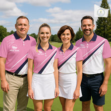 Load image into Gallery viewer, Womens Golf Polo Shirt Custom Blue And Pink Golf Shirt Personalized White Team Golf Shirts NHN0075