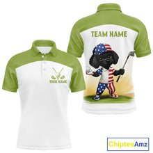 Load image into Gallery viewer, Funny Mens Golf Polo Shirts Custom Name Green Poodle Dog Golf Shirts Personalized NHN0079