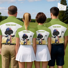 Load image into Gallery viewer, Funny Green Womens Golf Polo Shirt Custom Name Poodle Patriotic Dog Golf Shirts Personalized NHN0079