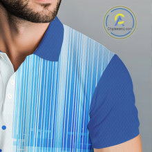 Load image into Gallery viewer, Mens Golf Polo Shirt Custom Blue Pattern Team Golf Tops, White Golf Golf Outfit For Men NHN0087