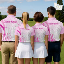 Load image into Gallery viewer, Pink White Mens Golf Polo Shirts Custom Name Golf Shirts For Men Personalized Golf Gifts NHN0015