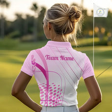Load image into Gallery viewer, Pink White Womens Golf Polo Shirts Custom Name Golf Shirts For Women Personalized Golf Gifts  NHN0015