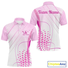 Load image into Gallery viewer, Pink White Mens Golf Polo Shirts Custom Name Golf Shirts For Men Personalized Golf Gifts NHN0015