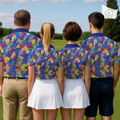 Colorful Paisley Pattern Womens Golf Polo Shirts Custom Tropical Golf Attire For Ladies, Golfer Gift NHN0147