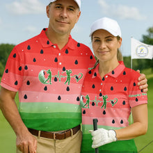 Load image into Gallery viewer, Watermelon Polo Shirt For Men Women, Heartbeat Couple Matching Golf Polo Shirt Custom Valentines Outfit NHN0148