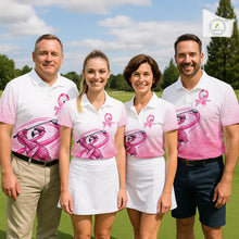 Load image into Gallery viewer, Pink Breast Cancer Golf Shirt, Funny Flamingo Womens Golf Polo Shirt Custom Cancer Awareness Golf Gifts NHN0167