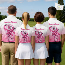 Load image into Gallery viewer, Pink Breast Cancer Golf Shirt, Funny Flamingo Womens Golf Polo Shirt Custom Cancer Awareness Golf Gifts NHN0167
