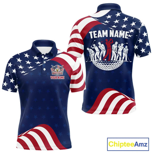 Funny Mens Golf Polo Shirt Custom Name American Flag Polo Shirt, 250 Years Of Freedom Patriotic Gift NHN0173