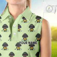 Load image into Gallery viewer, Green Womens Sleeveless Golf Polo Shirt Custom Ladies Golf Tops, Funny Poodle Dog Lover Gift NHN0068