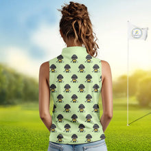 Load image into Gallery viewer, Green Womens Sleeveless Golf Polo Shirt Custom Ladies Golf Tops, Funny Poodle Dog Lover Gift NHN0068