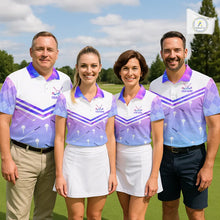 Load image into Gallery viewer, Argyle Womens Golf Polo Shirt Custom Pink &amp; Purple Plaid Golf Clubs Pattern Team Golf Top, Golf Gifts NHN0116