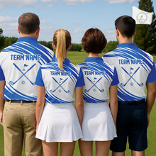 Load image into Gallery viewer, Blue And White Womens Golf Polo Shirt Custom Name Golf Shirts For Team Personalized Golf Gifts NHN0094