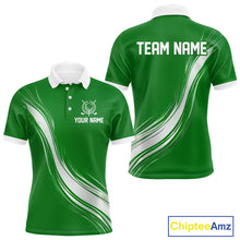 Load image into Gallery viewer, Green And White Mens Golf Polo Shirt Custom Name Golf Shirts For Team Personalized Golf Gifts NHN0095