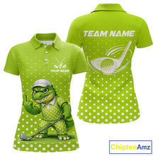 Load image into Gallery viewer, Funny Alligator Golf Polo Shirt For Women Custom Name Green Ladies Golf Apparel Funny Golf Gifts NHN0104