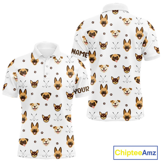 Funny Mens Golf Polo Shirt Custom Dog Golf Shirts White Golf Polo For Men, Golf Gifts NHN0108