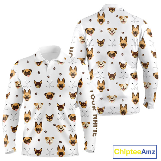 Funny Long Sleeve Golf Polo Shirt Custom Dog Golf Shirts White Golf Polo For Ladies, Golf Gifts NHN0108