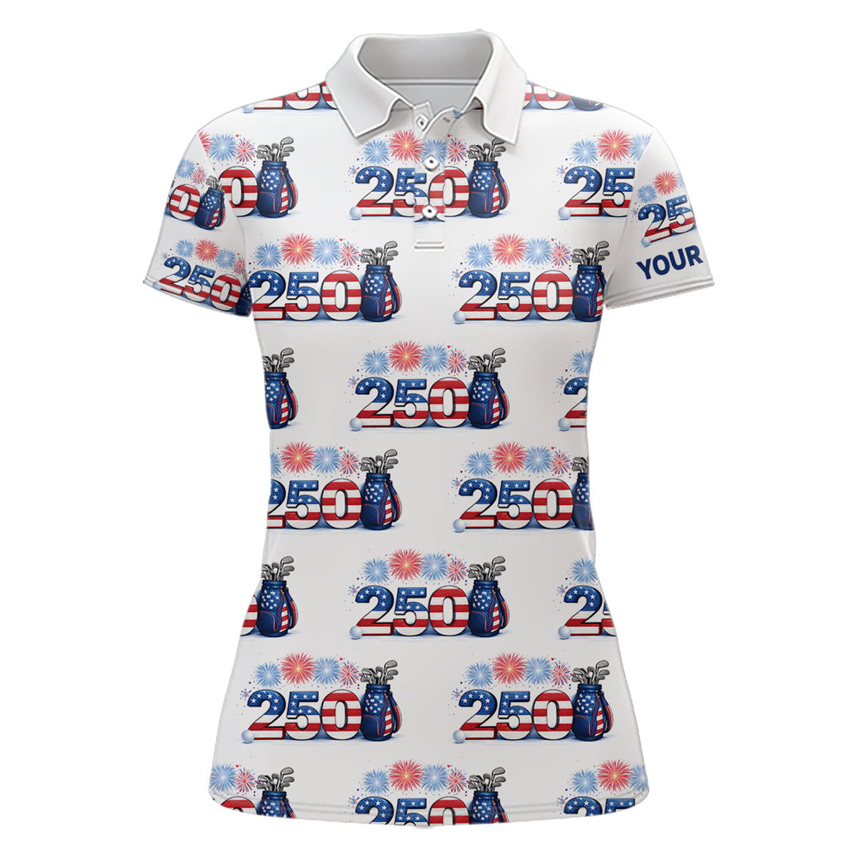 USA 250th Anniversary Womens Golf Polo Shirt Custom Golf Pattern Patriotic Independence Golf Tops NHN0234