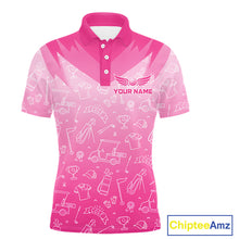 Load image into Gallery viewer, Mens Golf Polo Shirt Custom Pink Golf Ball Pattern Team Golf Tops, Golf Gifts For Men NHN0198