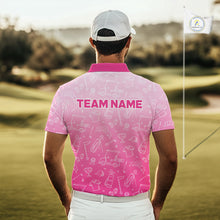Load image into Gallery viewer, Mens Golf Polo Shirt Custom Pink Golf Ball Pattern Team Golf Tops, Golf Gifts For Men NHN0198