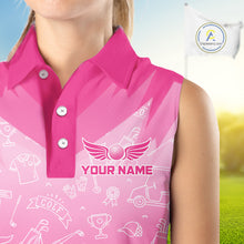 Load image into Gallery viewer, Womens Sleeveless Golf Polo Shirt Custom Pink Golf Ball Pattern Team Ladies Golf Tops, Golf Gifts NHN0198