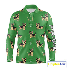 Load image into Gallery viewer, Funny German Shepherd Long Sleeve Golf Polo Shirt Custom Green Team Mens Golf Tops, Dog Lover Gift NHN0213