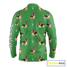 Load image into Gallery viewer, Funny German Shepherd Long Sleeve Golf Polo Shirt Custom Green Team Mens Golf Tops, Dog Lover Gift NHN0213