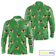 Load image into Gallery viewer, Funny German Shepherd Long Sleeve Golf Polo Shirt Custom Green Team Mens Golf Tops, Dog Lover Gift NHN0213
