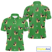 Load image into Gallery viewer, Funny German Shepherd Mens Golf Polo Shirt Custom Green Pattern Team Mens Golf Tops, Dog Lover Gift NHN0213