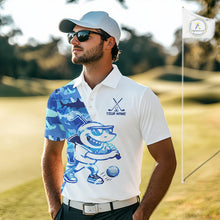 Load image into Gallery viewer, Custom Mens Golf Polo Shirt Funny Blue And White Shark Pattern Golf Shirts For Men NHN0002