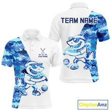 Load image into Gallery viewer, Custom Mens Golf Polo Shirt Funny Blue And White Shark Pattern Golf Shirts For Men NHN0002