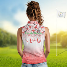 Load image into Gallery viewer, Red Flamingo Heart Theme Matching Sleeveless Golf Shirts For Couple Custom Couple Valentines Outfit NHN0145