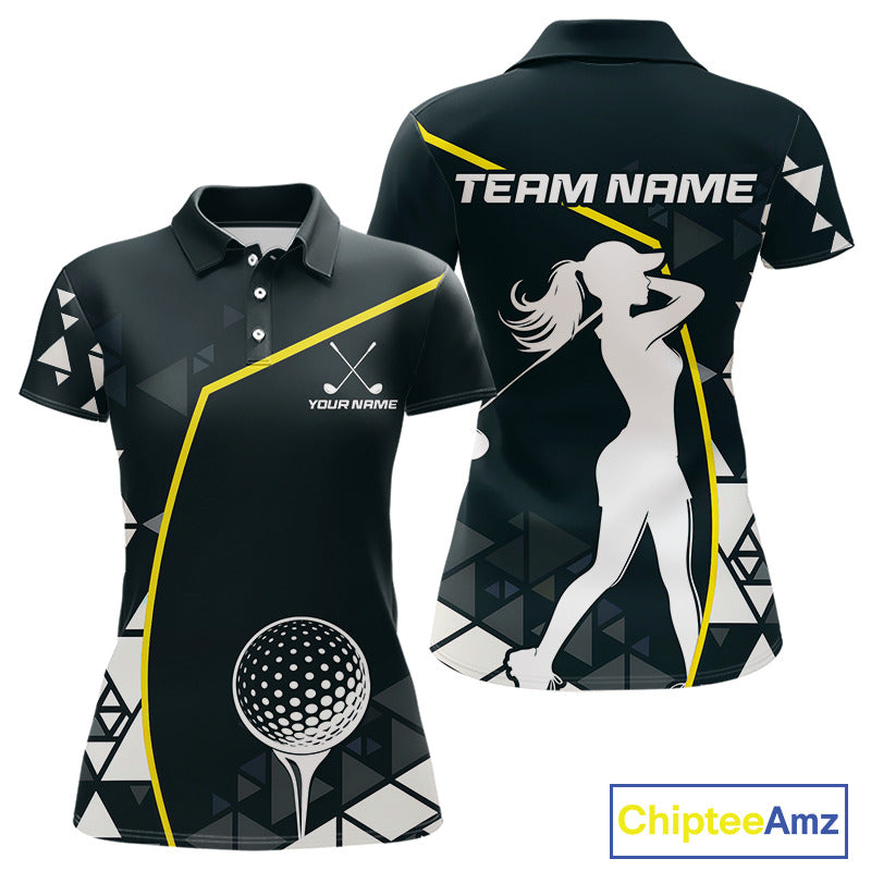 Blue Navy And Yellow Golf Ball Womens Golf Polo Shirts Custom Golf Outfits Women Golf Gifts NHN0038