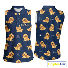 Load image into Gallery viewer, Womens Sleeveless Golf Polo Shirt Custom Funny Cocker Spaniel Team Ladies Golf Tops, Dog Lover Gift NHN0210