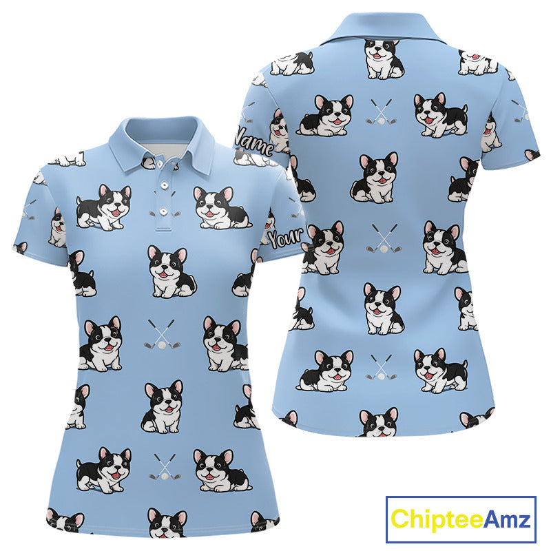 Womens Golf Polo Shirt Custom Funny French Bulldog Team Ladies Golf Tops, Dog Lover Gift NHN0212
