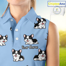Load image into Gallery viewer, Womens Sleeveless Golf Polo Shirt Custom Funny French Bulldog Team Ladies Golf Tops, Dog Lover Gift NHN0212
