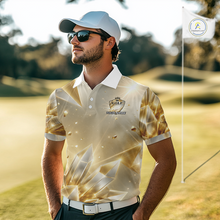 Load image into Gallery viewer, Mens Golf Polo Shirt Custom Gold Diamond Crystal Golf Ball Custom Name Golf Shirts For Team NHN0220