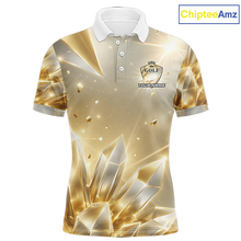 Load image into Gallery viewer, Mens Golf Polo Shirt Custom Gold Diamond Crystal Golf Ball Custom Name Golf Shirts For Team NHN0220