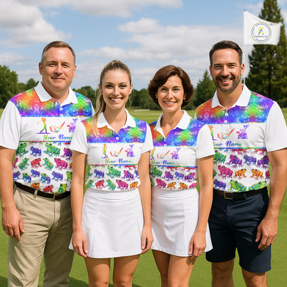 Funny Tie Dye Frog Pattern Womens Golf Polo Shirts Custom Watercolor Golf Attire For Ladie, Golf Gifts NHN0135