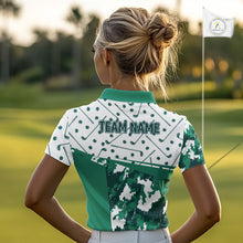 Load image into Gallery viewer, Green Golf Clubs Womens Golf Polo Shirt Custom Name Camo Pattern Golf Shirts Custom Team Golf Top NHN0017