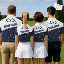 Load image into Gallery viewer, Womens Golf Polo Shirt Custom Name Funny Blue White Golf Ball Pattern Women Golf Wear Top For Team NHN0025