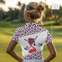 Load image into Gallery viewer, Funny Flamingo Womens Golf Polo Shirt Custom Colorful Neon Rainbow Leopard Pattern Team Golf Polo Gift NHN0155