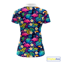 Load image into Gallery viewer, Womens Golf Polo Shirt Custom Toucan Tropical Pattern, Flamingo Golf Shirts For Ladies NHN0099