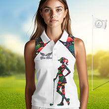 Load image into Gallery viewer, Funny Womens Sleeveless Golf Polo Shirt Custom Tropical Summer Pattern, Flamingo Golf Shirts For Ladies NHN0099