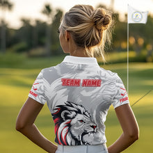 Load image into Gallery viewer, Lion Womens Golf Polo Shirt Red And White Lion King Sketching Polo Shirt Best Golf Shirt For Women NHN0055