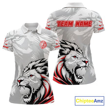Load image into Gallery viewer, Lion Womens Golf Polo Shirt Red And White Lion King Sketching Polo Shirt Best Golf Shirt For Women NHN0055