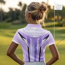 Load image into Gallery viewer, Womens Golf Polo Shirt Purple Geometric Pattern Custom Team Ladies Golf Tops, Golf Gifts NHN0199