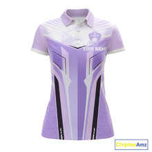 Load image into Gallery viewer, Womens Golf Polo Shirt Purple Geometric Pattern Custom Team Ladies Golf Tops, Golf Gifts NHN0199