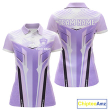 Load image into Gallery viewer, Womens Golf Polo Shirt Purple Geometric Pattern Custom Team Ladies Golf Tops, Golf Gifts NHN0199